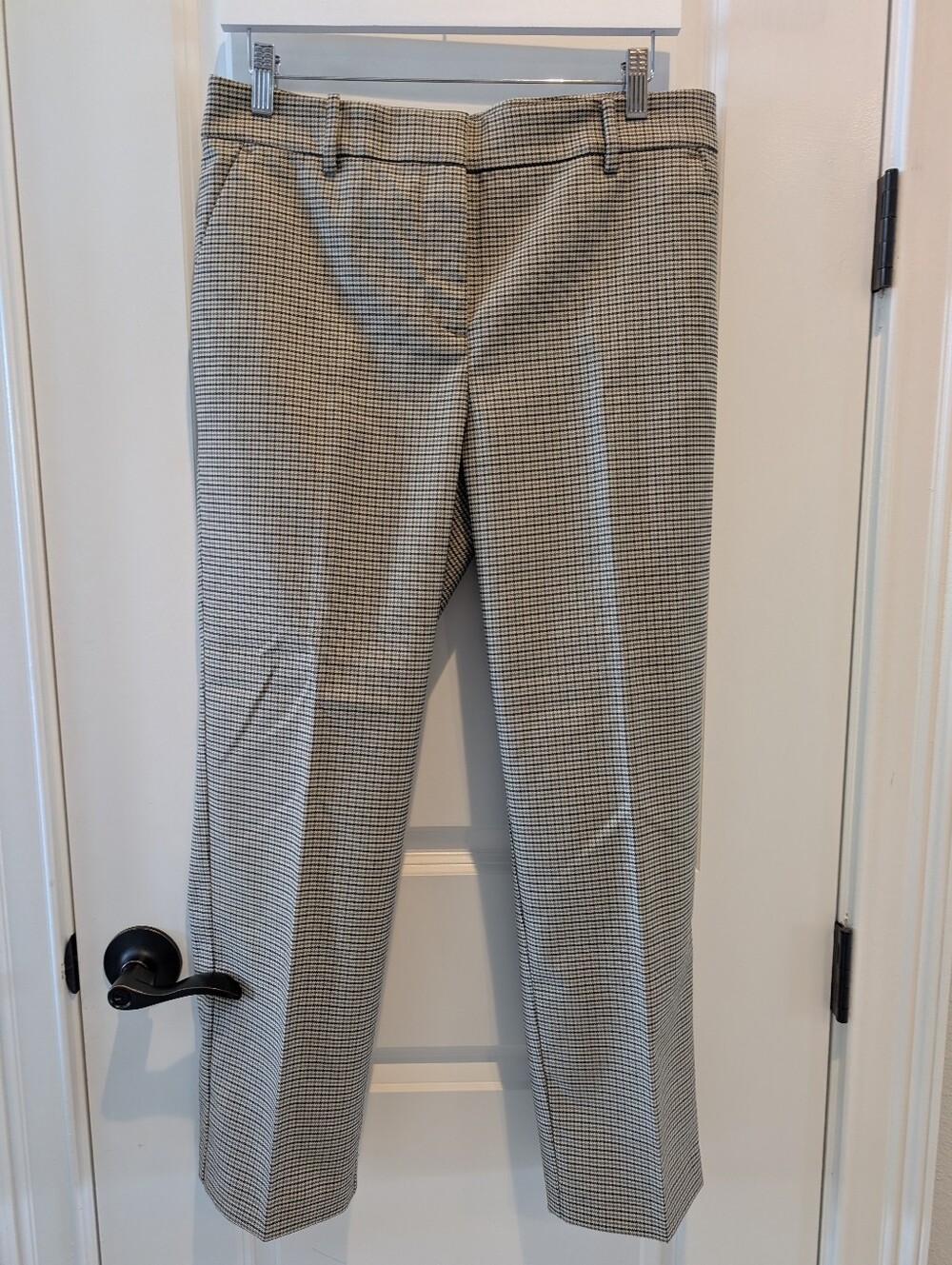 Women's Houndstooth Straight-Leg Dress Pants - Black & White